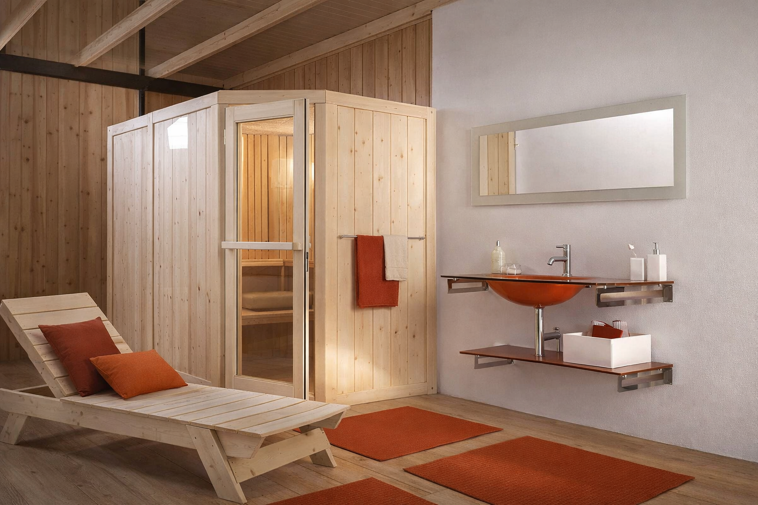 Sauna dentro casa ad angolo