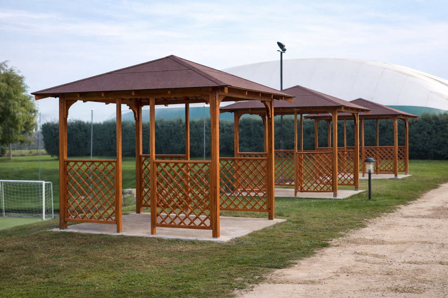 gazebi campo da calcio comunali in legno