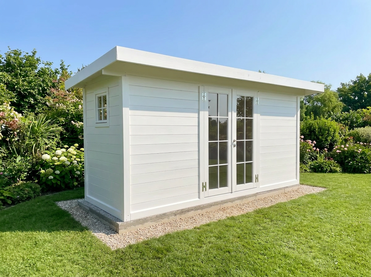 casetta in legno moderna con serramenti con inglesina