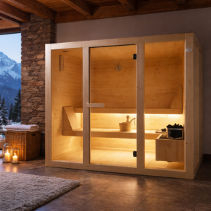 sauna dentro casa panoramica semplice